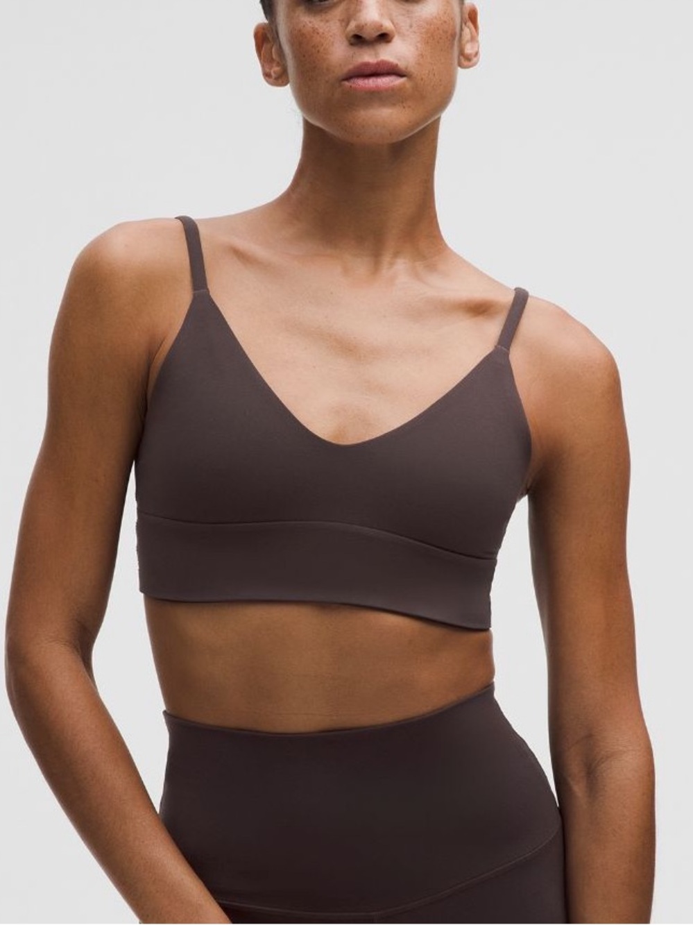 Lululemon Focuser Bra Seamless V-Neck Bralette small Sequoia Brown